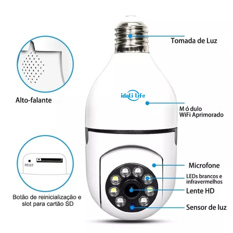 Câmera De Segurança Estilo Lâmpada - Wi-Fi - Onraiox